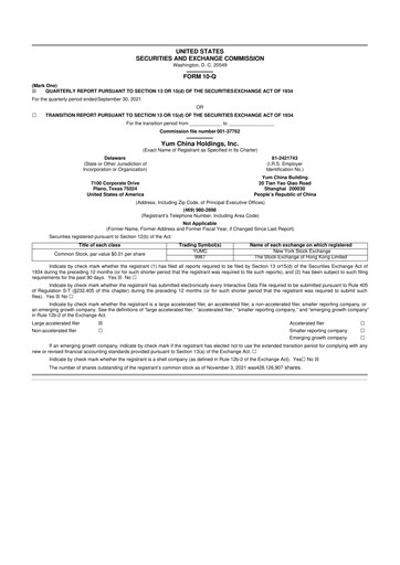 Thumbnail Yum China
 10-Q Quarterly Report FY2021 