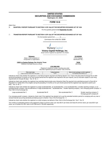 Vorschaubild Victory Capital 10-Q Quartalsbericht 2021 