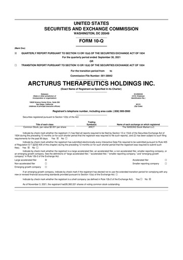 Thumbnail Arcturus Therapeutics
 10-Q Quarterly Report FY2021 