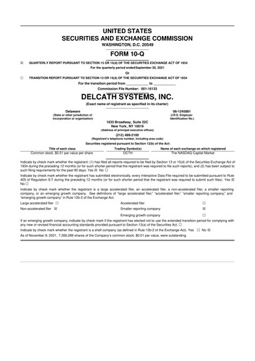 Vorschaubild Delcath Systems 10-Q Quartalsbericht  