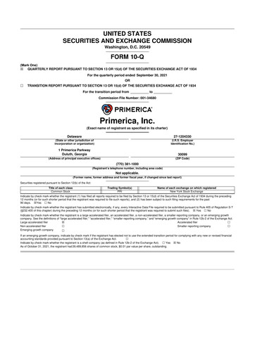 Vorschaubild Primerica
 10-Q Quartalsbericht 2021 