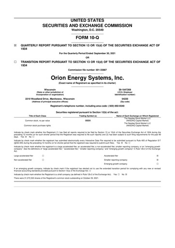 Thumbnail Orion Energy Systems
 10-Q Quarterly Report FY2022 