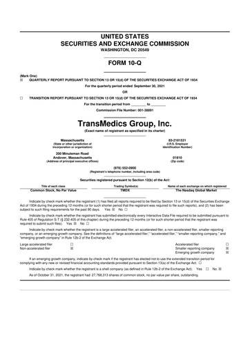 Thumbnail TransMedics Group 10-Q Quarterly Report FY2021 