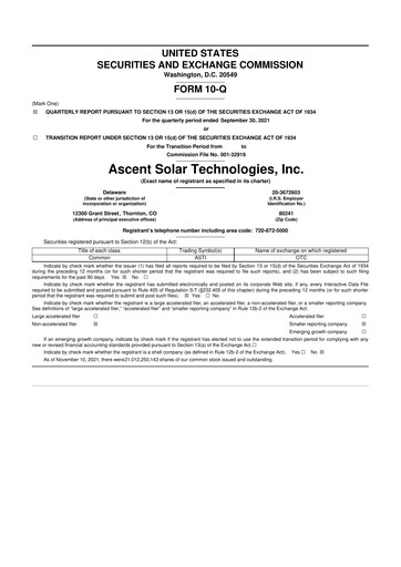 Thumbnail Ascent Solar Technologies 10-Q Quarterly Report FY2021 