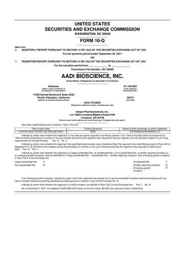 Thumbnail Aadi Bioscience 10-Q Quarterly Report FY2021 