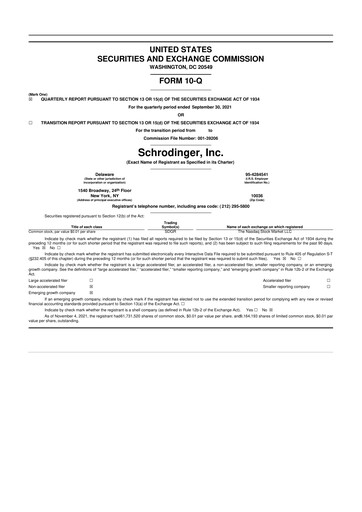 Thumbnail Schrödinger 10-Q Quarterly Report FY2021 