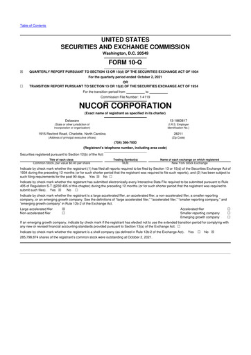 Vorschaubild Nucor
 10-Q Quartalsbericht 2021 