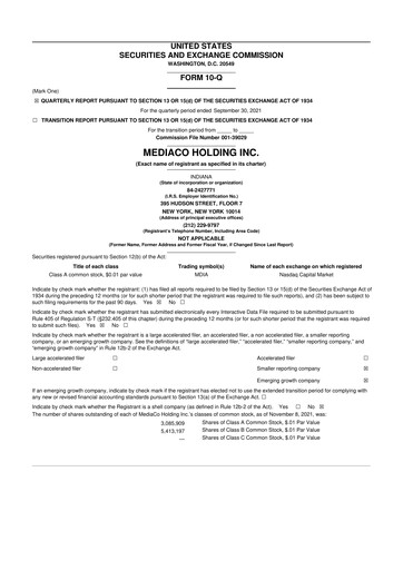 Thumbnail MediaCo Holding 10-Q Quarterly Report FY2021 