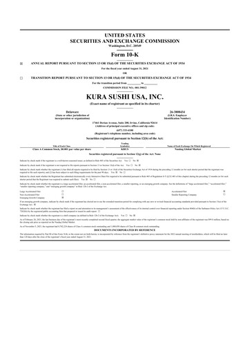 Thumbnail Kura Sushi USA 10-K Annual Report 2021