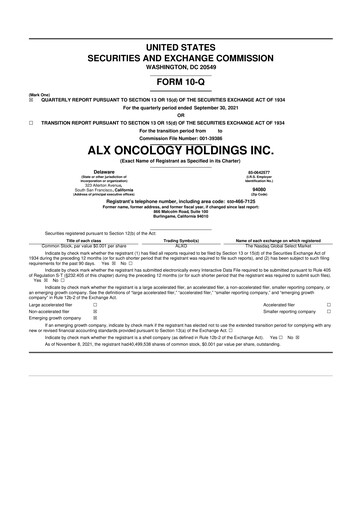 Thumbnail ALX Oncology 10-Q Quarterly Report FY 