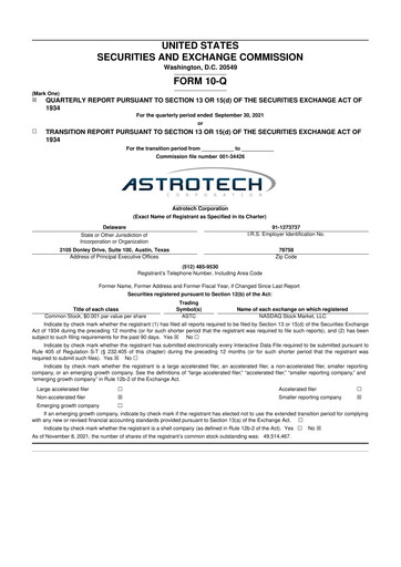 Miniature Astrotech 10-Q Rapport trimestriel 2022 