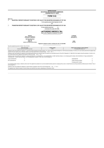 Vorschaubild LM Funding America 10-Q Quartalsbericht 2021 