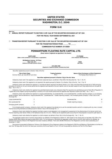 Thumbnail PennantPark Floating Rate Capital Ltd.
 10-K Annual Report 