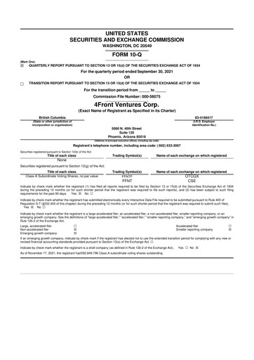 Vorschaubild 4Front Ventures 10-Q Quartalsbericht 2021 