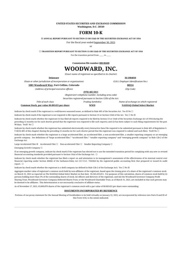 Thumbnail Woodward 10-K Annual Report 2021