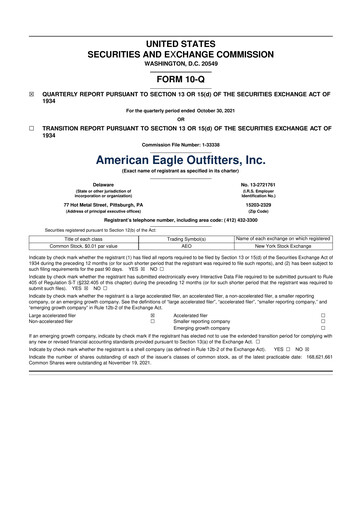 Thumbnail American Eagle Outfitters
 10-Q Quarterly Report FY2021 