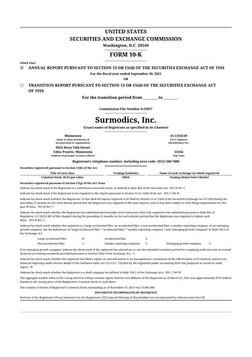 Thumbnail SurModics 10-K Annual Report 2021