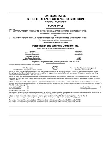 Miniature Petco 10-Q Rapport trimestriel 2021 