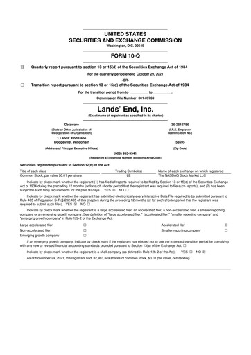 Thumbnail Lands' End
 10-Q Quarterly Report FY2021 