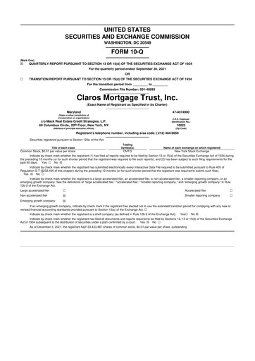 Thumbnail Claros Mortgage Trust 10-Q Quarterly Report FY2021 
