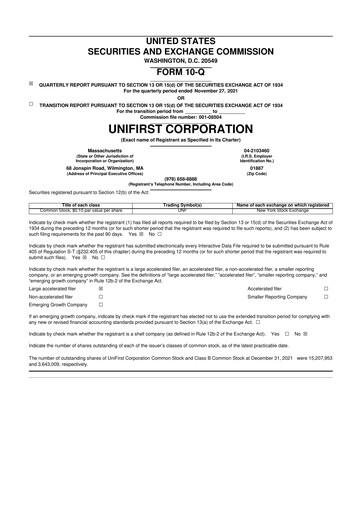 Thumbnail UniFirst 10-Q Quarterly Report FY 