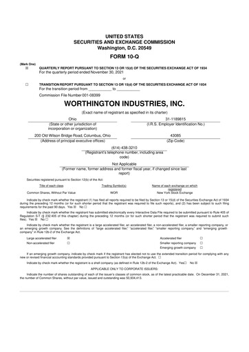 Thumbnail Worthington Enterprises 10-Q Quarterly Report FY 