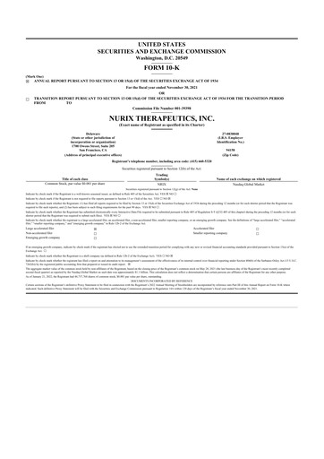 Thumbnail Nurix Therapeutics 10-K Annual Report 2021