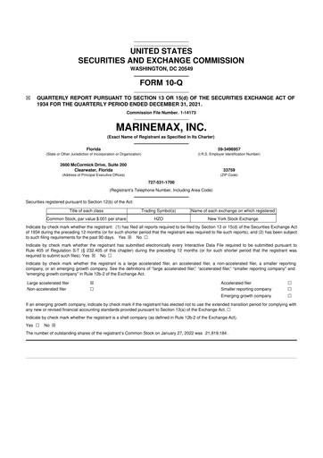 Thumbnail MarineMax 10-Q Quarterly Report FY 