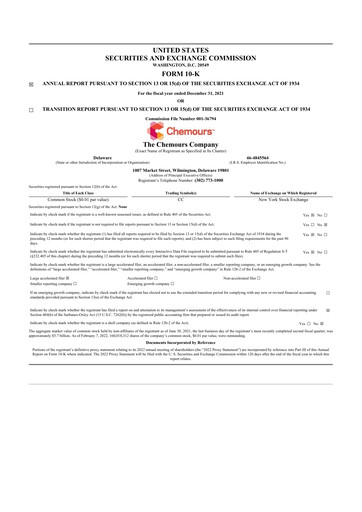 Thumbnail Chemours
 10-K Annual Report 2021