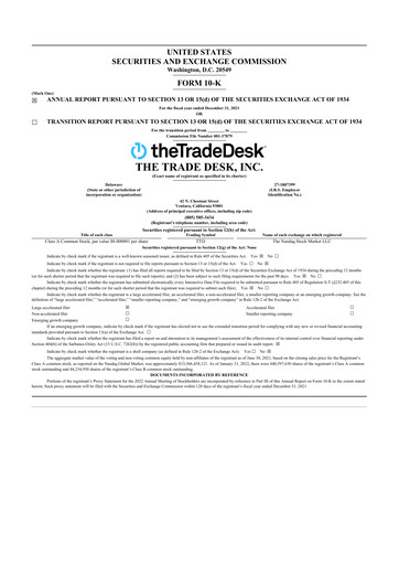Thumbnail The Trade Desk
 10-K Annual Report 2021