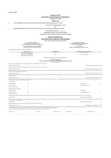 Thumbnail Equity Residential
 10-K Annual Report 