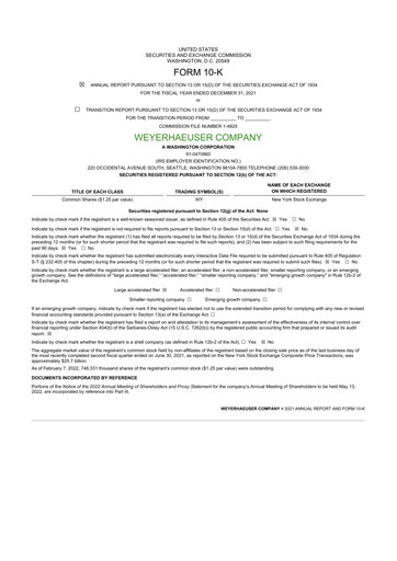 Thumbnail Weyerhaeuser
 10-K Annual Report 2021