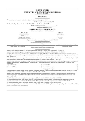 Thumbnail Arthur J. Gallagher & Co.
 10-K Annual Report 2021