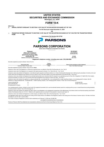 Thumbnail Parsons 10-K Annual Report 2021