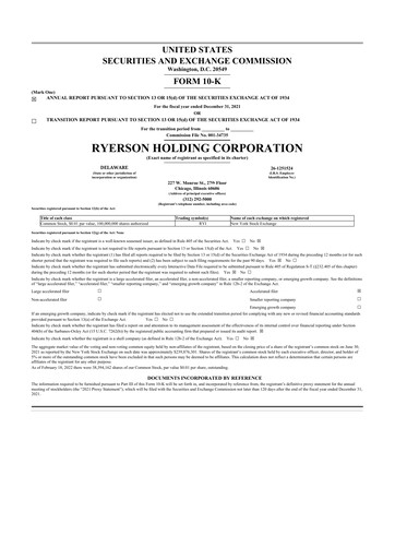 Thumbnail Ryerson 10-K Annual Report 2021