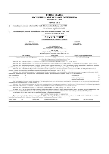 Thumbnail Nevro
 10-K Annual Report 2021