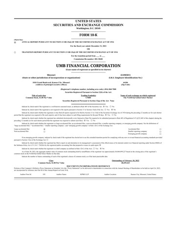 Thumbnail UMB Financial 10-K Annual Report 2021