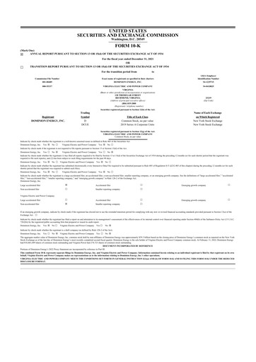 Thumbnail Dominion Energy 10-K Annual Report 