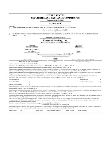Thumbnail Emerald Holding 10-K Annual Report 2021