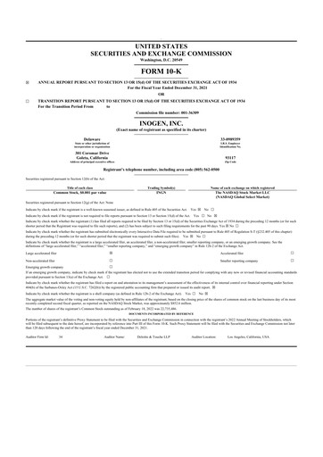 Thumbnail Inogen 10-K Annual Report 2021