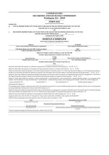 Thumbnail Stepan Company
 10-K Annual Report 2021