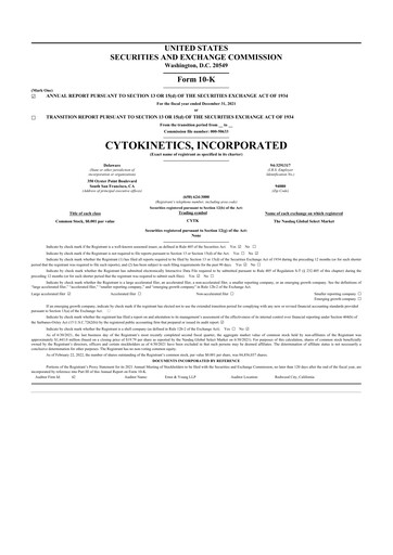 Thumbnail Cytokinetics
 10-K Annual Report 2021