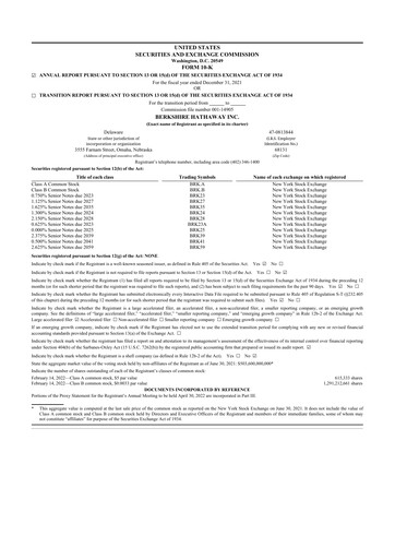 Thumbnail Berkshire Hathaway  10-K Annual Report 2021