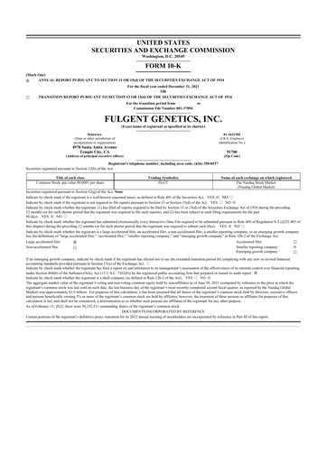 Thumbnail Fulgent Genetics
 10-K Annual Report 2021
