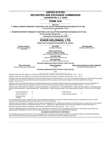 Thumbnail Ichor Systems 10-K Annual Report 2021