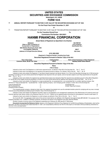 Thumbnail Hanmi Financial 10-K Annual Report 2021