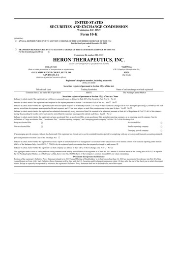 Thumbnail Heron Therapeutics 10-K Annual Report 2021