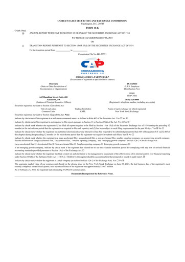 Thumbnail CrossAmerica Partners 10-K Annual Report 2021
