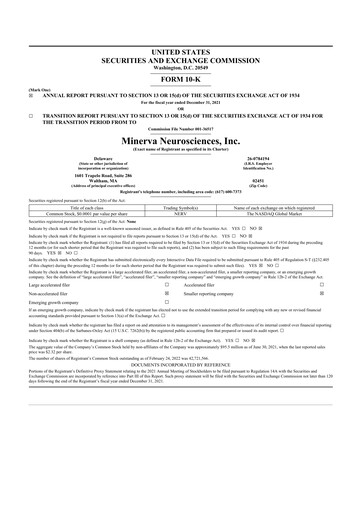 Thumbnail Minerva Neurosciences
 10-K Annual Report 2021