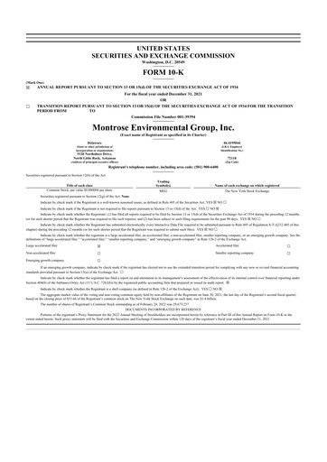 Thumbnail Montrose Environmental 10-K Annual Report 2021